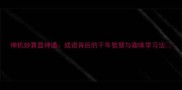 神机妙算显神通成语背后的千年智慧与趣味学习法