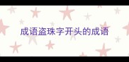 成语盗珠字开头的成语