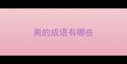 离的成语有哪些