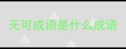 无可成语是什么成语