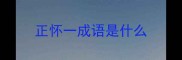 正怀一成语是什么