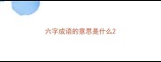 六字成语的意思是什么