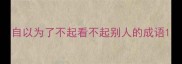 自以为了不起看不起别人的成语