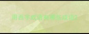 用西字成语有哪些成语