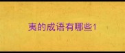 夷的成语有哪些