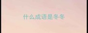 什么成语是冬冬