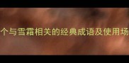 雪霜成语推荐10个与雪霜相关的经典成语及使用场景附诗词彩蛋