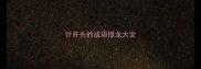 计开头的成语接龙大全
