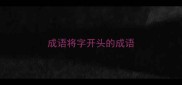 成语将字开头的成语