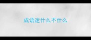成语迷什么不什么