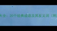 反义词成语大全20个经典成语及其反义词附用法指南