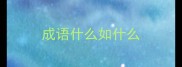 成语什么如什么