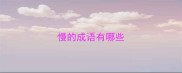 慢的成语有哪些