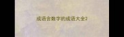 成语含数字的成语大全