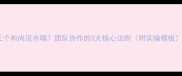 三个和尚没水喝团队协作的3大核心法则附实操模板