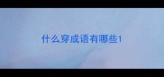 什么穿成语有哪些