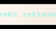 15个必知的成语中带有夏字这些夏字成语如何影响中国文化
