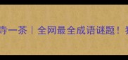 一山一水一寺一茶全网最全成语谜题猜对算我输
