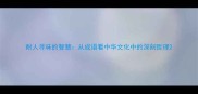 耐人寻味的智慧从成语看中华文化中的深刻哲理