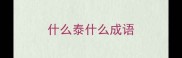 什么泰什么成语