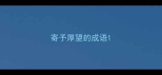 寄予厚望的成语