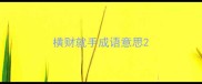 横财就手成语意思