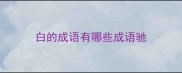 白的成语有哪些成语驰