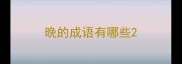 晚的成语有哪些