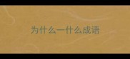 为什么一什么成语