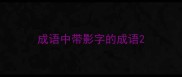 成语中带影字的成语