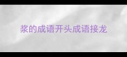 浆的成语开头成语接龙