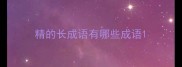 精的长成语有哪些成语