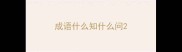 成语什么知什么问
