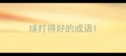 球打得好的成语