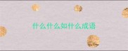 什么什么如什么成语