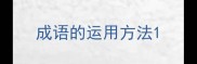 成语的运用方法