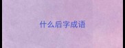 什么后字成语