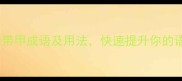 10个必知的带甲成语及用法快速提升你的语言表达
