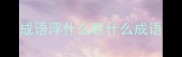 成语浮什么联什么成语