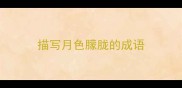 描写月色朦胧的成语