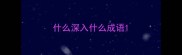 什么深入什么成语