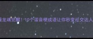 接龙魂觉醒10个谐音梗成语让你秒变社交达人