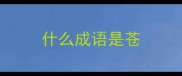 什么成语是苍