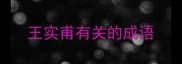 王实甫有关的成语