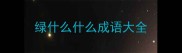 绿什么什么成语大全