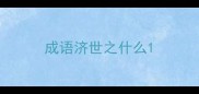 成语济世之什么