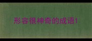 形容很神奇的成语