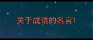 关于成语的名言