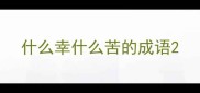 什么幸什么苦的成语