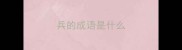 兵的成语是什么